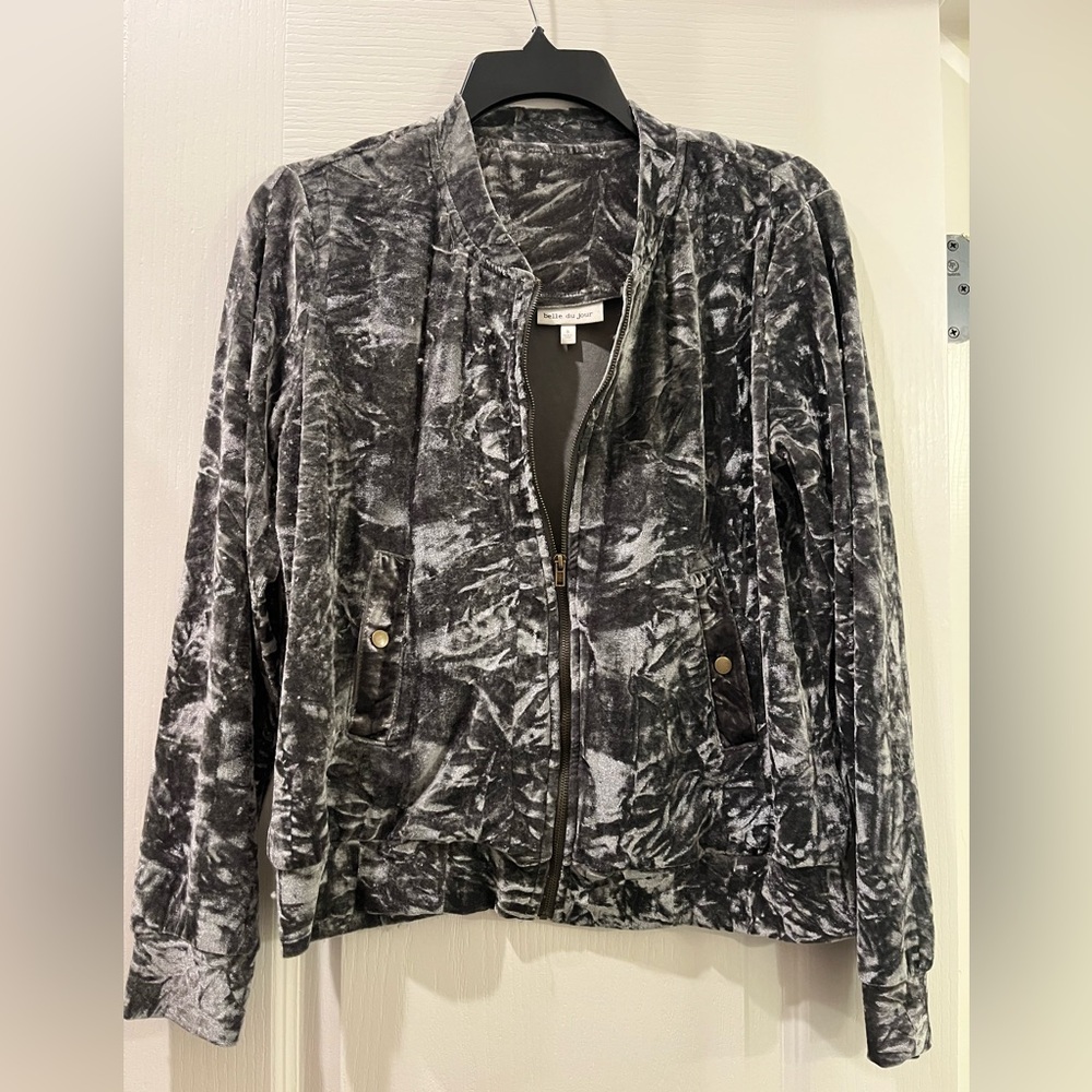 Women’s Small Belle Du Jour Crushed Velvet Full Zip Jacket